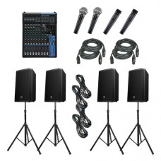 Alquiler de Equipo de sonido sencillo para directos y actuaciones musicales. Fácil transporte e instalación con mesa con reverb y microfonía + accesorios.