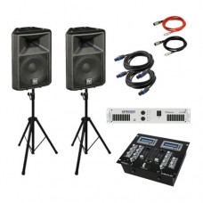 Equipo de sonido económico para uso general, fiestas, celebraciones, reuniones, cocktails, etc... de facil transporte e instalación con reproducción USB integrada.